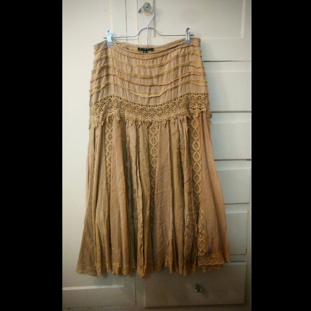 Bohemian Floor Length Lace and Ruffle Skirt